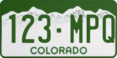 CO license plate 123MPQ