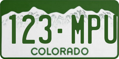 CO license plate 123MPU