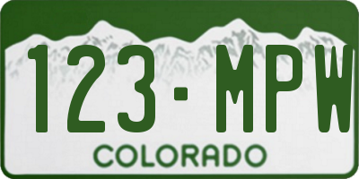 CO license plate 123MPW