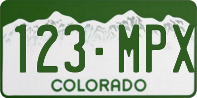 CO license plate 123MPX