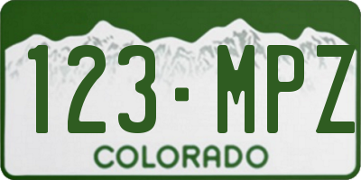 CO license plate 123MPZ