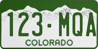 CO license plate 123MQA
