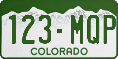 CO license plate 123MQP