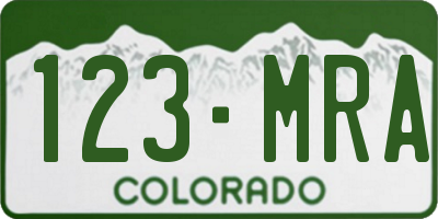CO license plate 123MRA