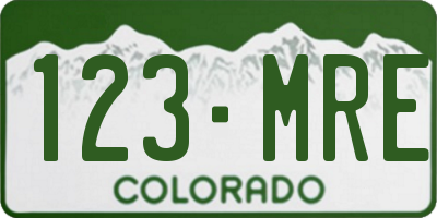 CO license plate 123MRE