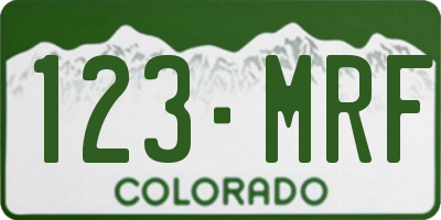CO license plate 123MRF