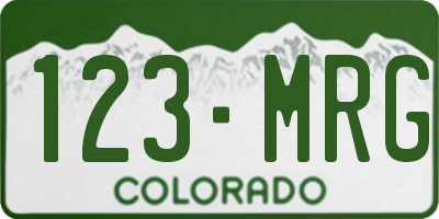 CO license plate 123MRG