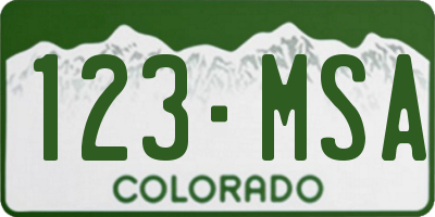 CO license plate 123MSA