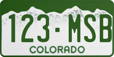 CO license plate 123MSB