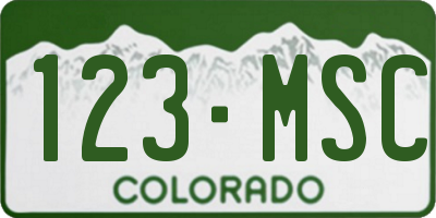 CO license plate 123MSC