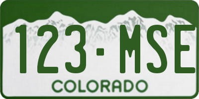 CO license plate 123MSE