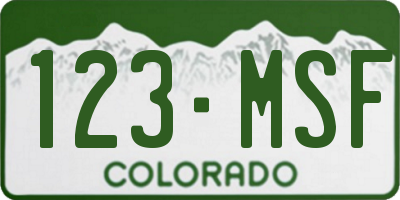CO license plate 123MSF