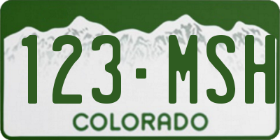 CO license plate 123MSH