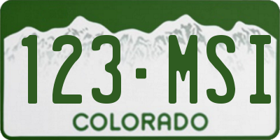 CO license plate 123MSI