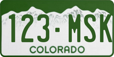 CO license plate 123MSK