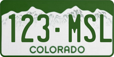 CO license plate 123MSL