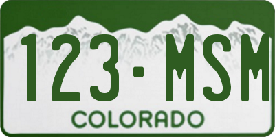 CO license plate 123MSM