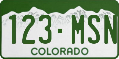 CO license plate 123MSN