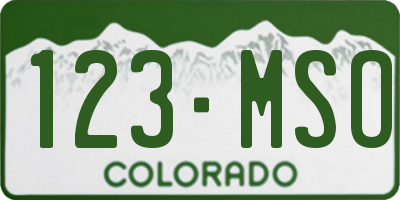CO license plate 123MSO