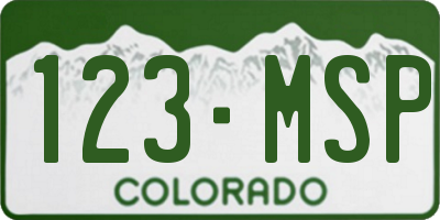CO license plate 123MSP