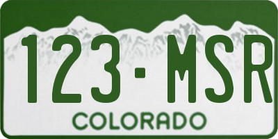 CO license plate 123MSR
