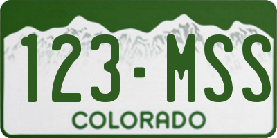 CO license plate 123MSS