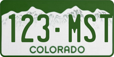 CO license plate 123MST