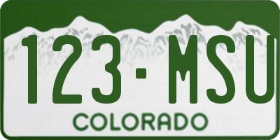 CO license plate 123MSU