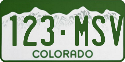 CO license plate 123MSV