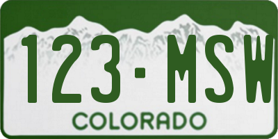 CO license plate 123MSW