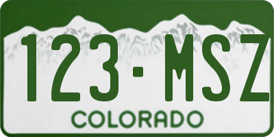 CO license plate 123MSZ