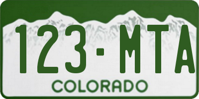 CO license plate 123MTA