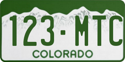 CO license plate 123MTC