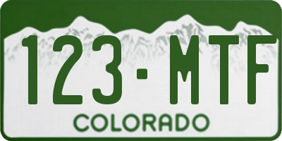 CO license plate 123MTF