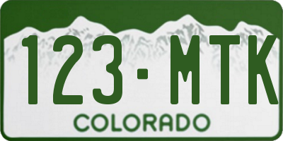 CO license plate 123MTK