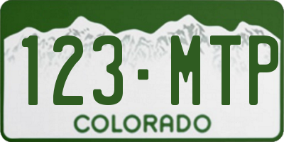 CO license plate 123MTP
