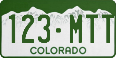 CO license plate 123MTT