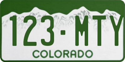 CO license plate 123MTY