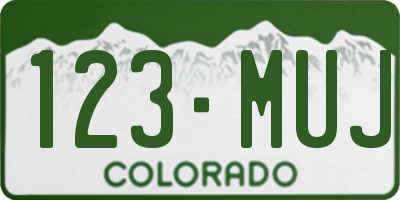 CO license plate 123MUJ