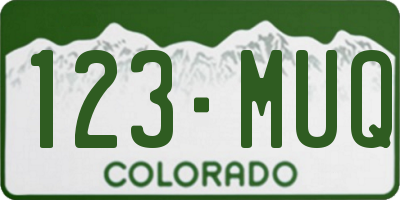 CO license plate 123MUQ