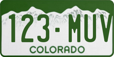 CO license plate 123MUV