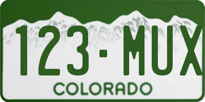 CO license plate 123MUX