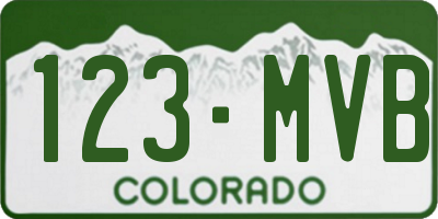 CO license plate 123MVB