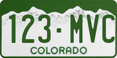 CO license plate 123MVC