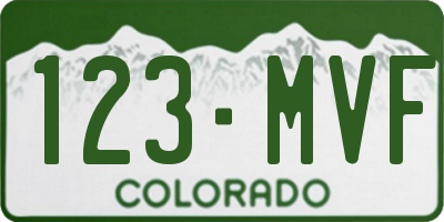 CO license plate 123MVF