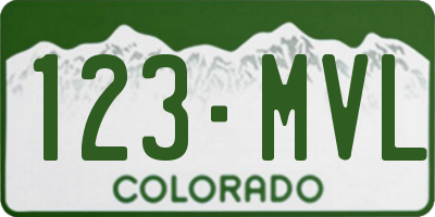 CO license plate 123MVL