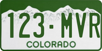 CO license plate 123MVR