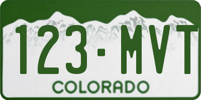 CO license plate 123MVT