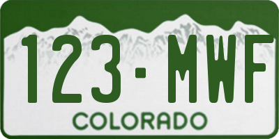 CO license plate 123MWF
