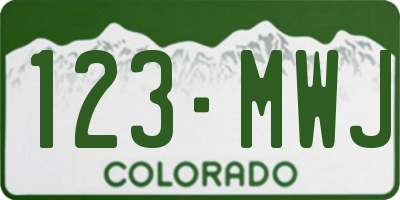CO license plate 123MWJ